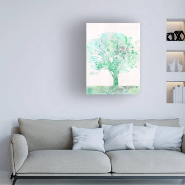 Red Barrel Studio Aquamarine Tree II On Canvas by Megan Meagher